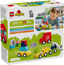 Lego DUPLO 10474 Creative Vehicles set with colorful toy cars, trucks, and building elements for young children.