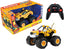 Carrera Blaze and the Monster Machines radio-controlled toy car with orange and blue design, remote control, and detailed monster truck features.