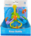Tanny Kids Rose Rattle Toy with pink and white rose design, soft fabric, and easy-to-grip handle for infants.