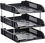 Black 3-tier document tray by Playzokids for organizing papers and files on your desk.