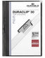 Black DURACLIP 30 A4 clip folder by Playzokids, showing the sturdy plastic cover with metal clip and secure closure.