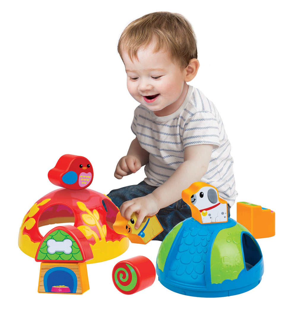 Colorful Winfun Lil' Playground Sorter Ball with various textured sections for sensory play and fine motor skill development.
