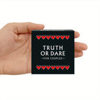 SMILE TALK Truth or Dare card game with colorful cards and game instructions laid out on a wooden surface.