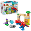 Lego DUPLO Dinosaur Spidey-Rex and Green Goblin toy figures, colorful brick-building set for children, featuring cartoon-style characters.