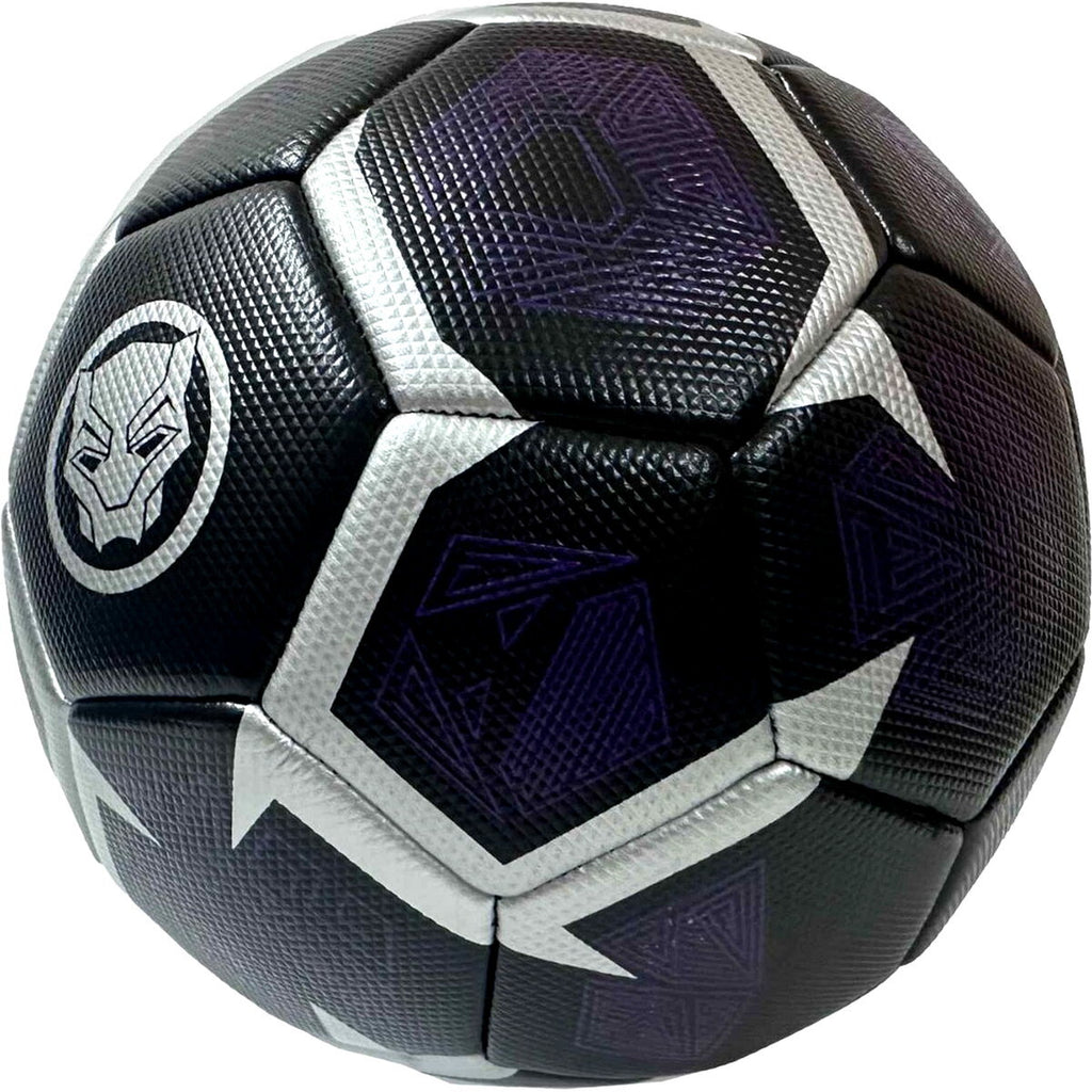 Marvel Black Panther football featuring black and purple design with the Black Panther logo on a white background