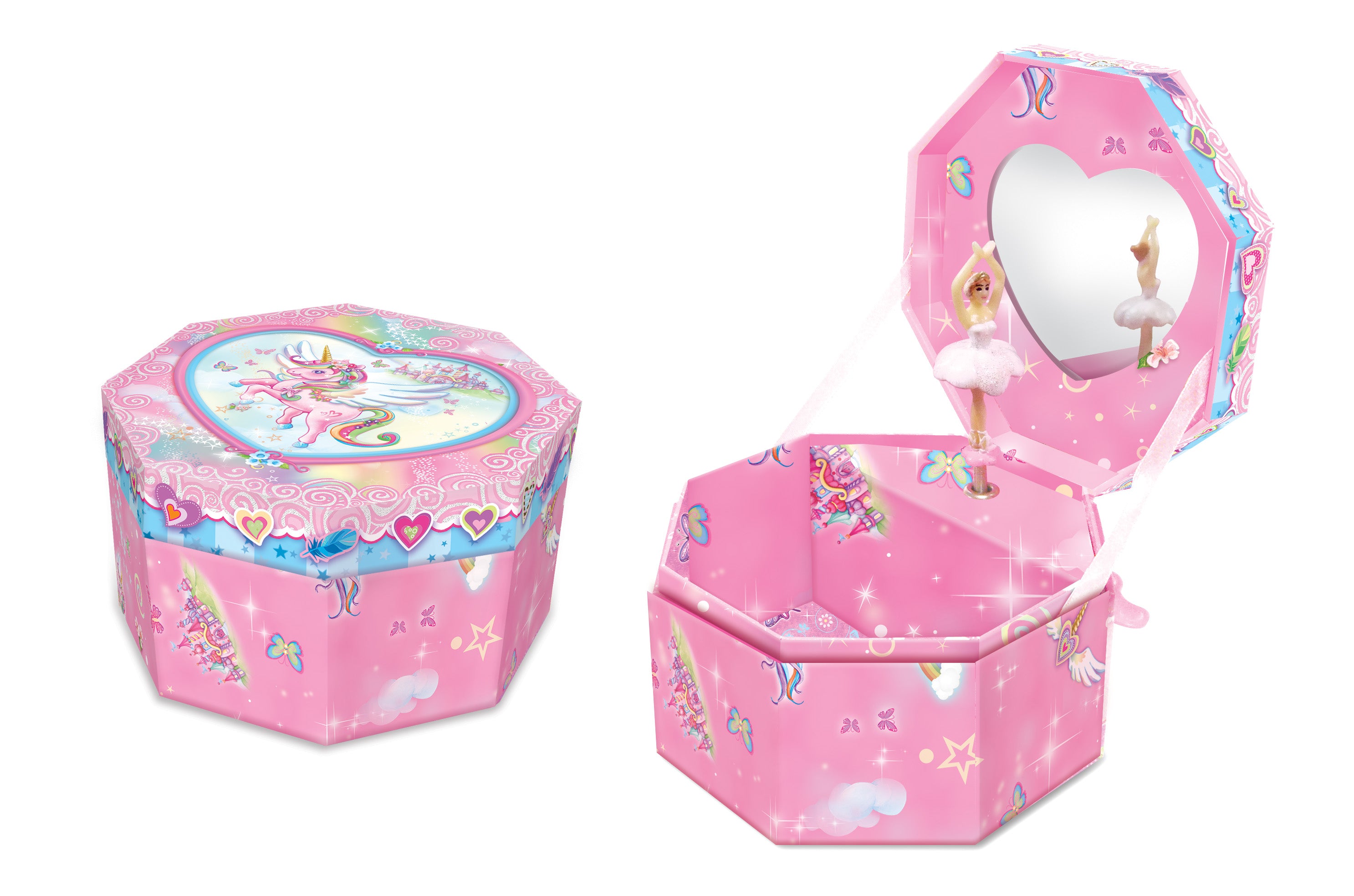 PECOWARE octagonal music jewelry box with intricate detailing and a hinged lid, perfect for storing jewelry and keepsakes. Main image