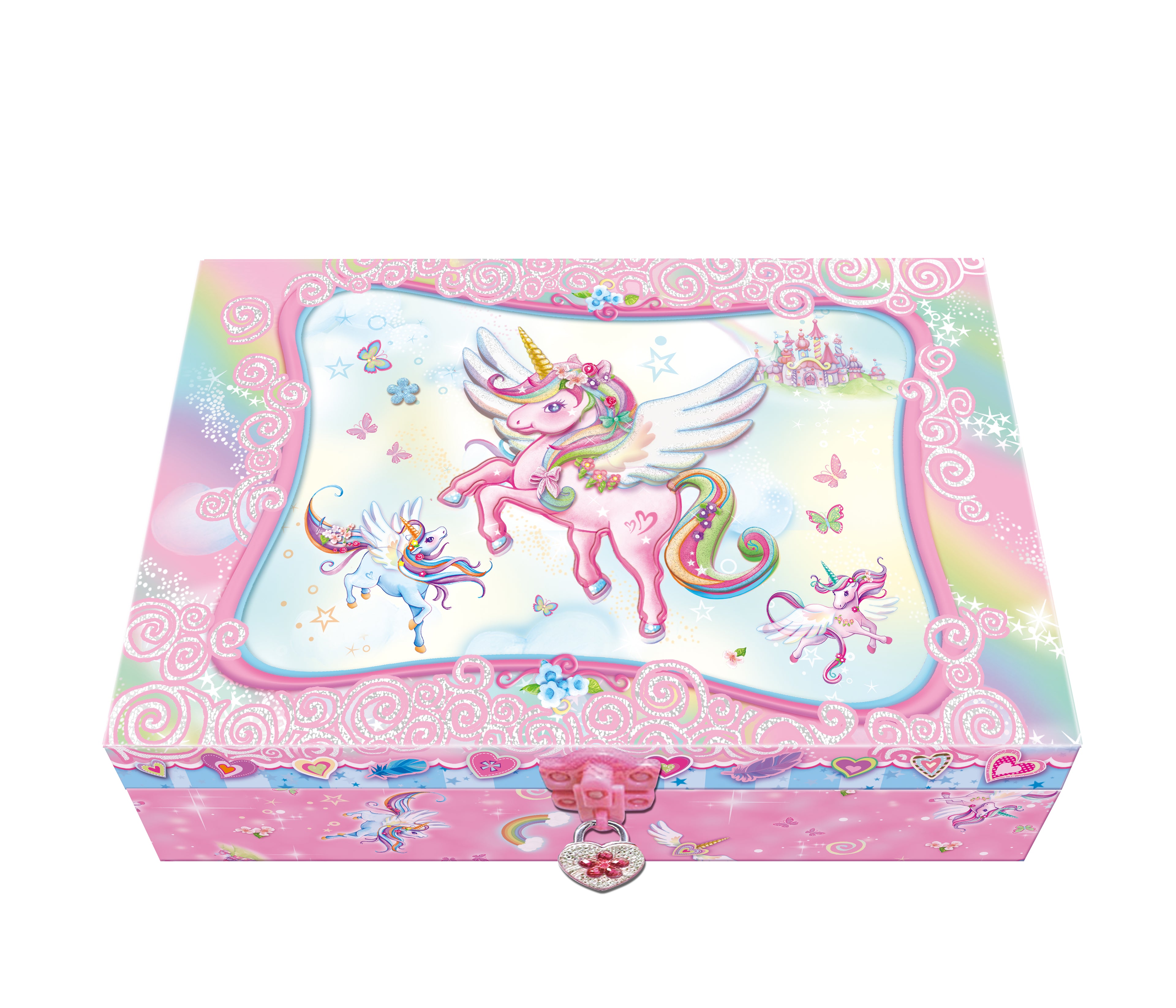 Closed PECOWARE Pecoware One Tier Trinket Box with a decorative floral design and gold accents on a white background.