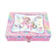 Closed PECOWARE Pecoware One Tier Trinket Box with a decorative floral design and gold accents on a white background.