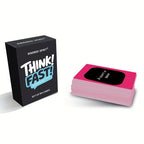 Kinder Spirit Think Fast fast-paced Q&A game box with colorful packaging and game components displayed.