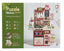 Puzzle kitchen set with 63 pieces, including toy utensils, pots, and food items, ideal for imaginative play.