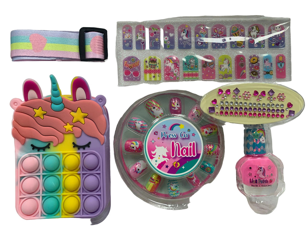 Pecoware Pop It Purse Nail Beauty Set with colorful pop it design and nail tools inside, compact and portable for manicures.