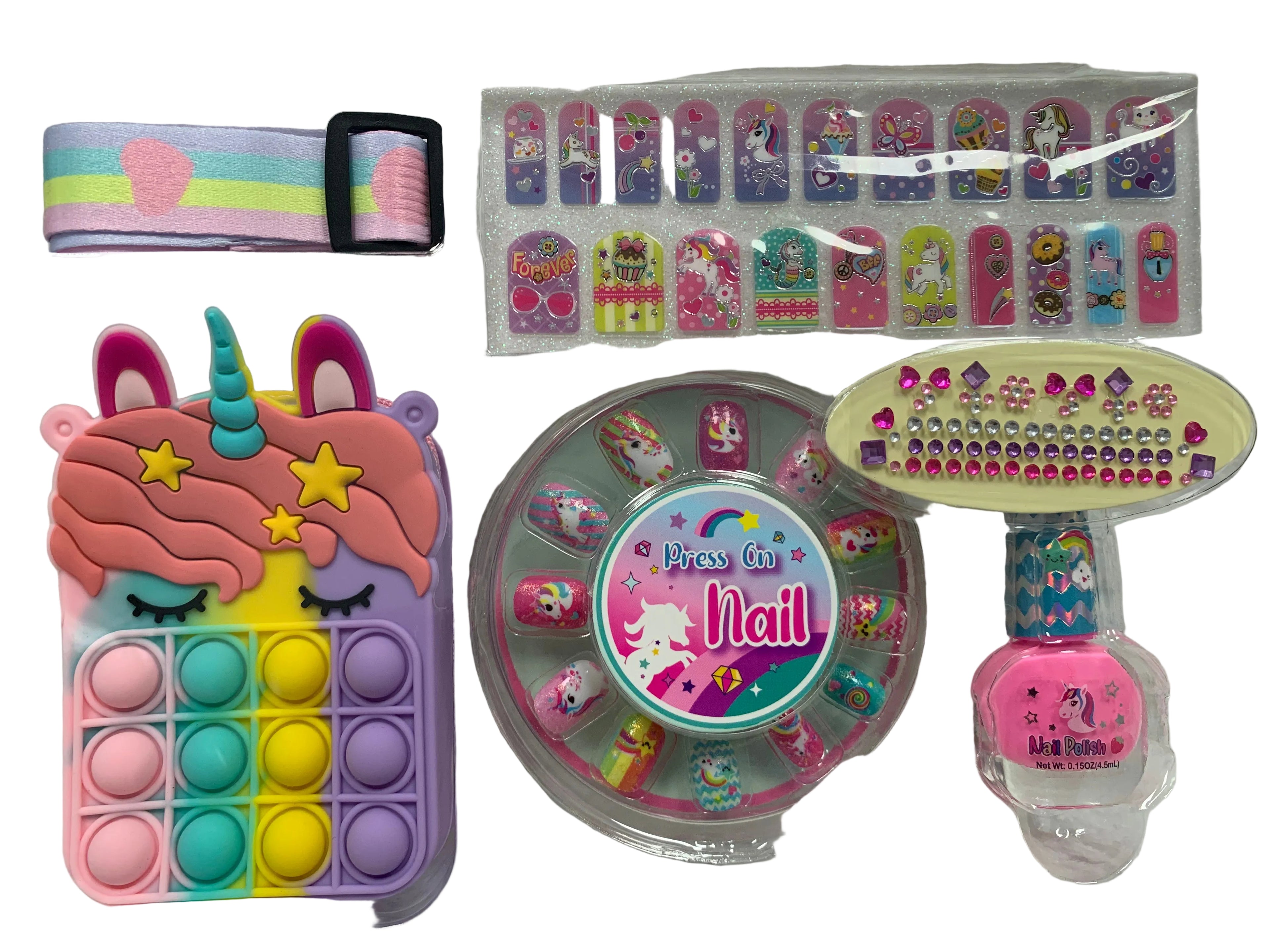 Pecoware Pop It Purse Nail Beauty Set with colorful pop it design and nail tools inside, compact and portable for manicures.