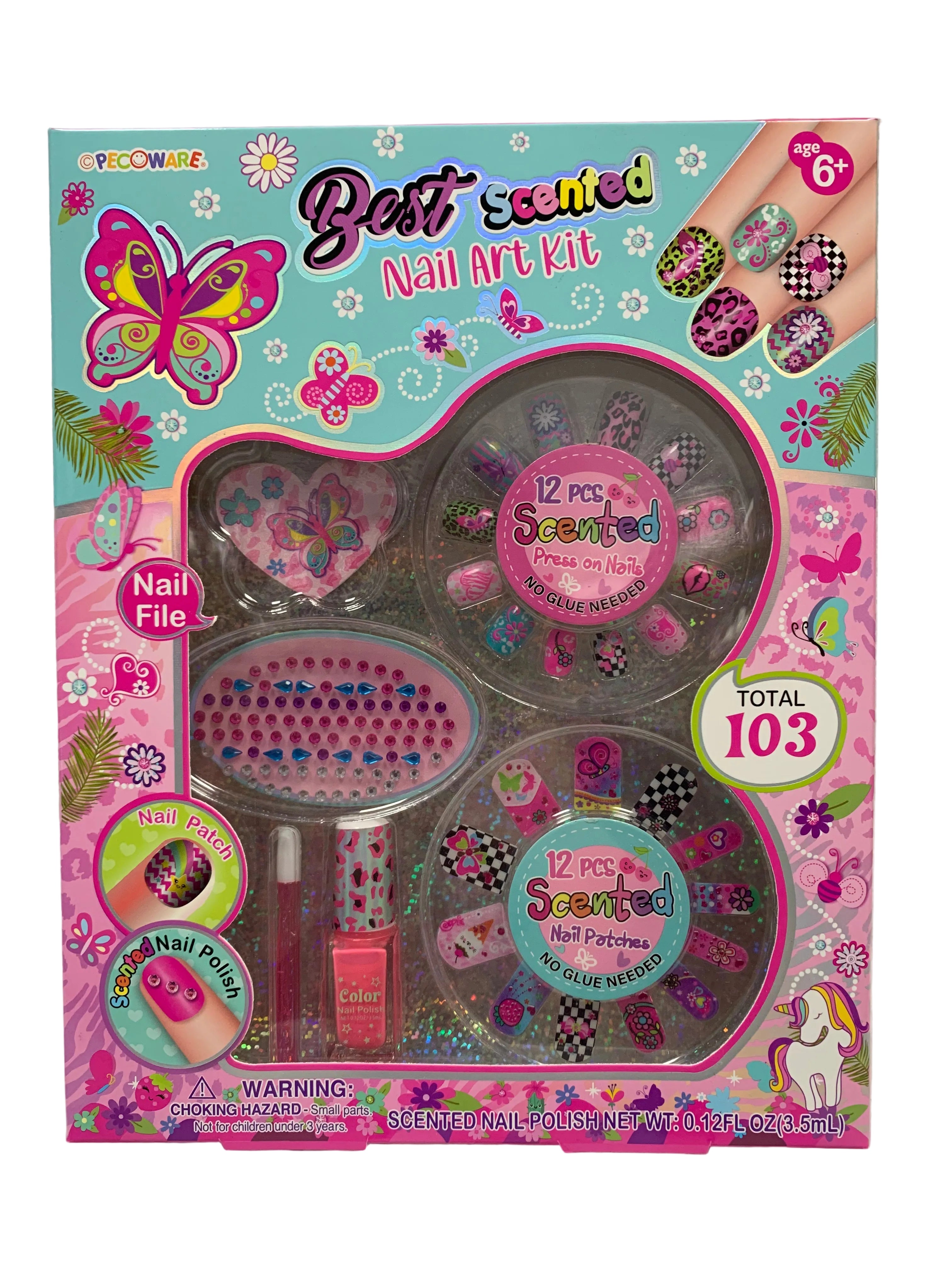 PECOWARE Pecoware Best Scented Nail Art Kit with colorful nail polishes and tools for creative manicure designs. Main image