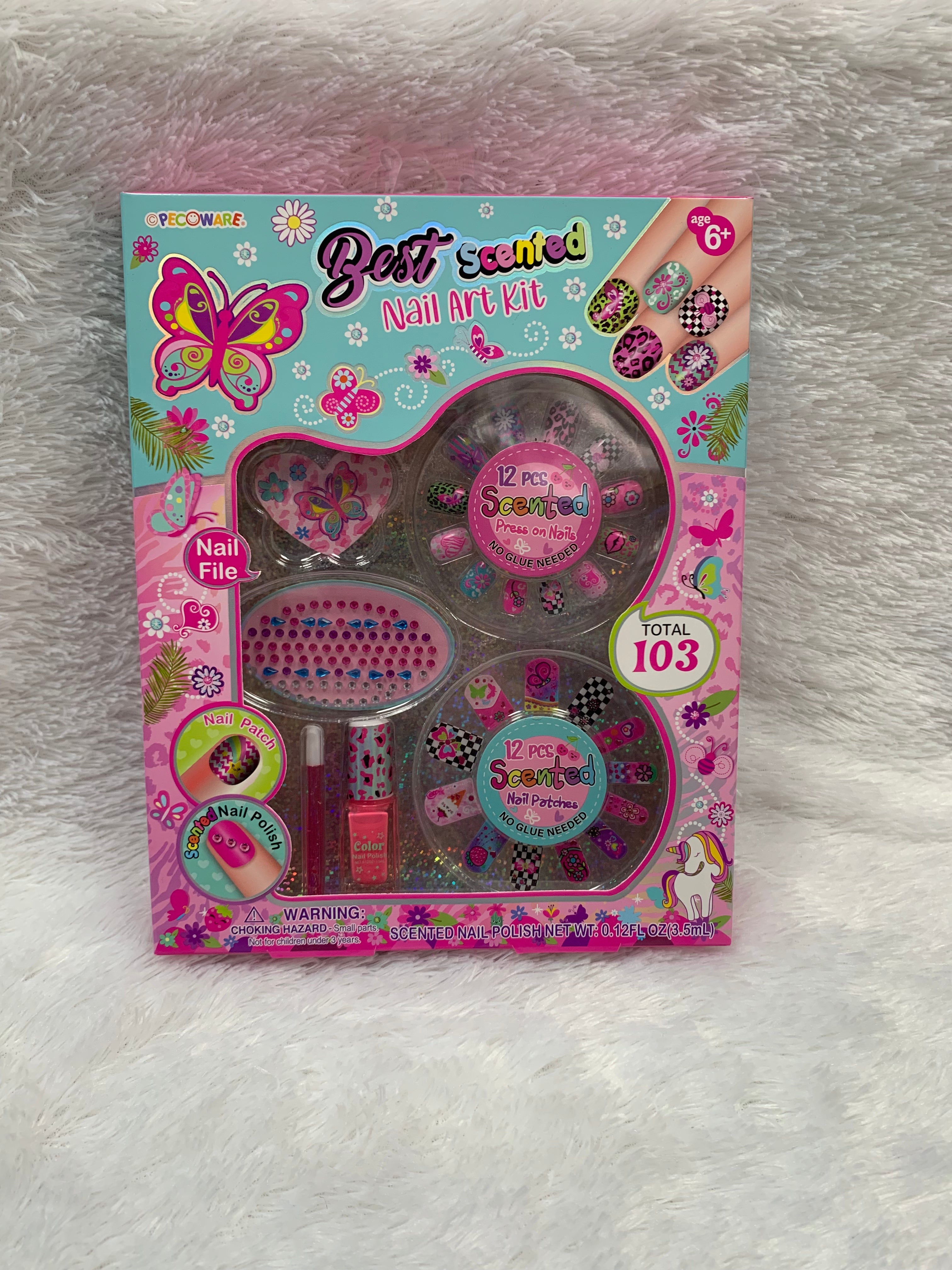 PECOWARE Pecoware Best Scented Nail Art Kit with colorful nail polishes and tools for creative, scented nail designs.