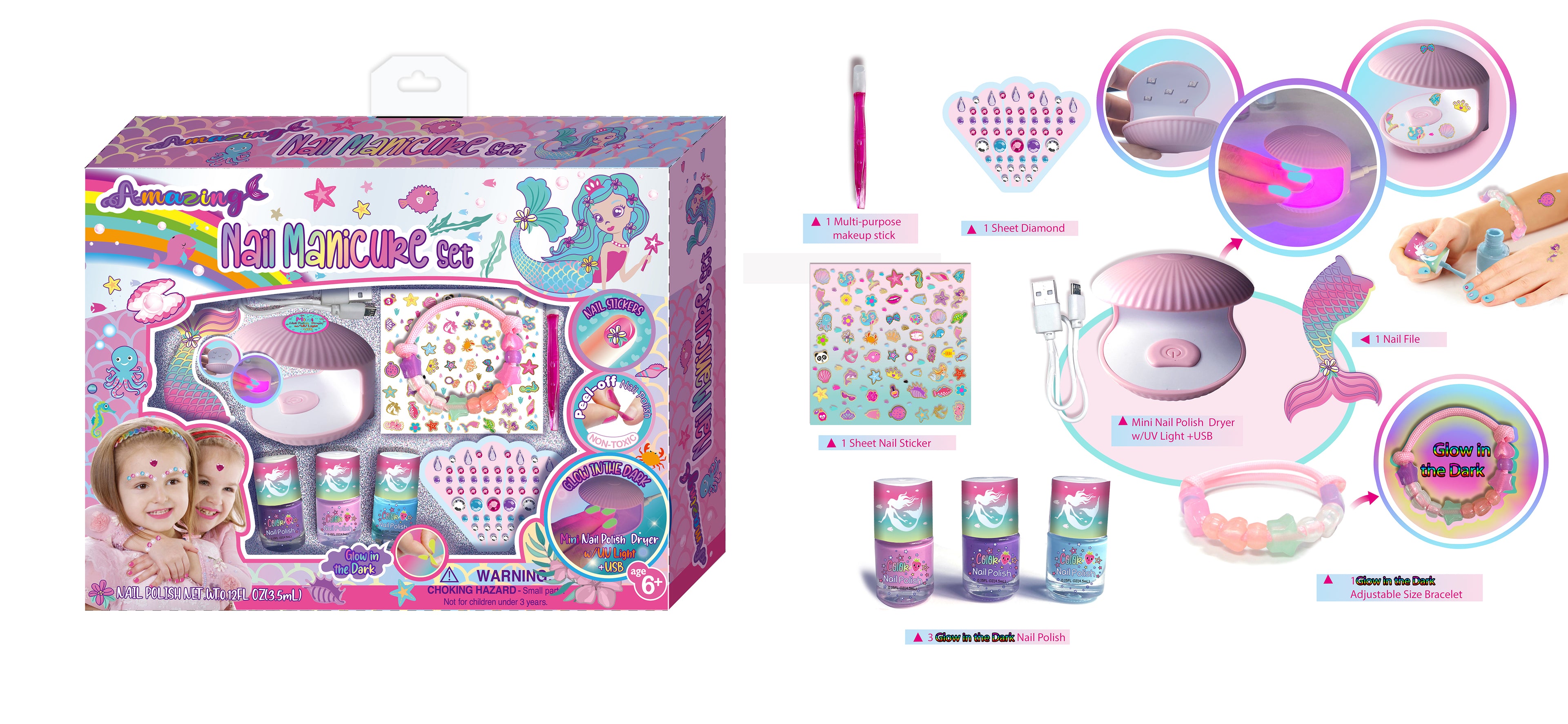 PECOWARE Pecoware Amazing Nail Manicure Set with various nail tools arranged in a neat case.