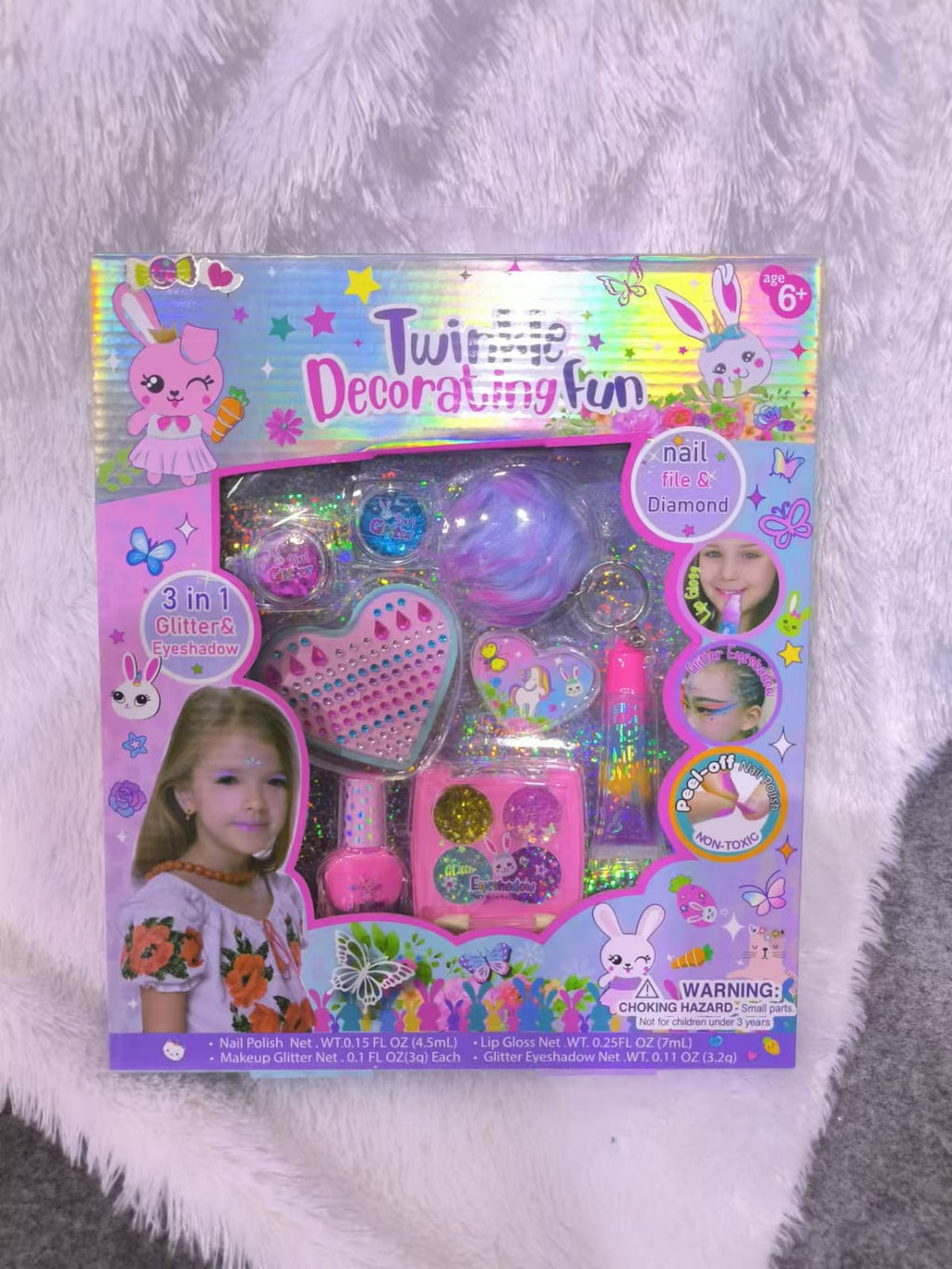 Pecoware Twinkle Decorating Fun Makeup Set with colorful brushes, glitter, and accessories for creative makeup application.