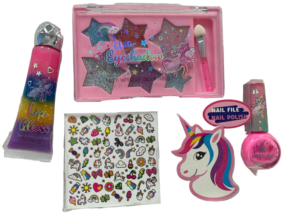 PECOWARE Pecoware Sparkling Cosmetic Set with assorted makeup brushes and tools, neatly arranged in a stylish case.