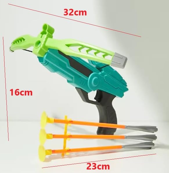Kids toy pistol archery set with mini bow and arrows, featuring colorful plastic design for safe, outdoor play.