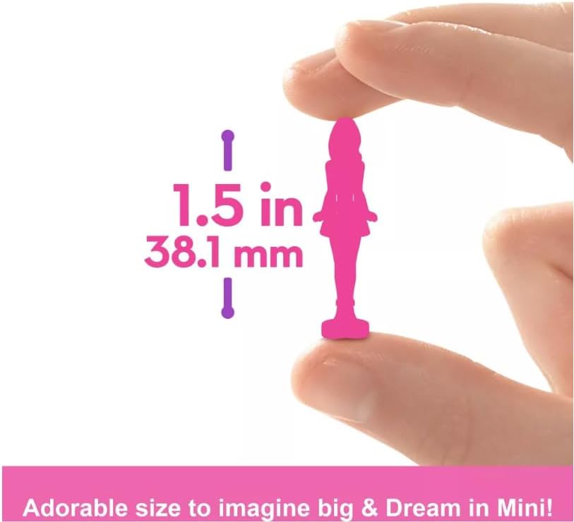 Mini Barbie dolls in 1.5-inch size inside a lipstick tube, collectible Mattel Barbie mini dolls with colorful outfits.