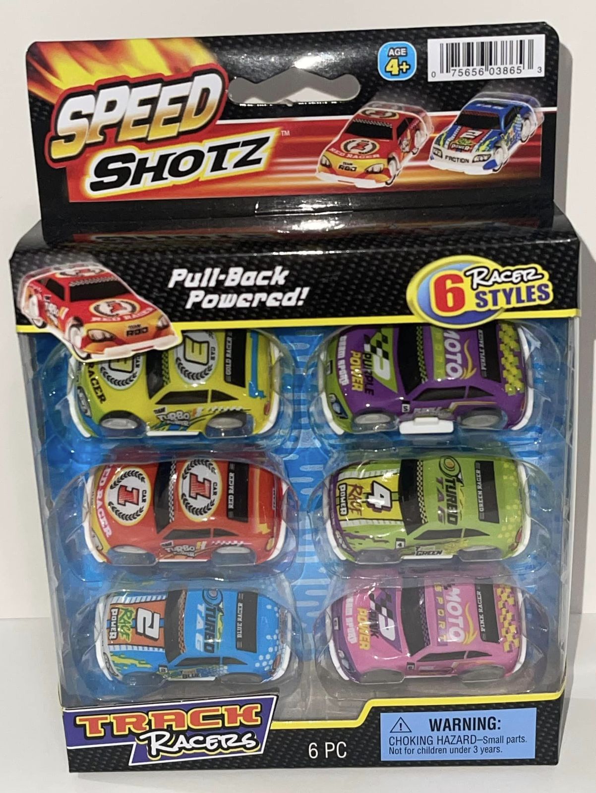 Jaru Speed Shotz pull-back powered track racers toy with colorful racing cars on a track for kids.