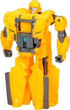 Hasbro Transformers Bumblebee Cog Changer toy in robot mode, featuring yellow and black details, with movable limbs and detailed design.