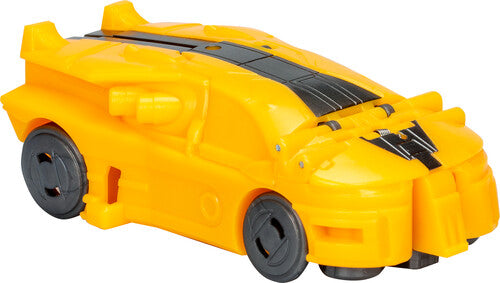 Hasbro Transformers One Cog Changer Bumblebee action figure in robot form with yellow and black detailing.