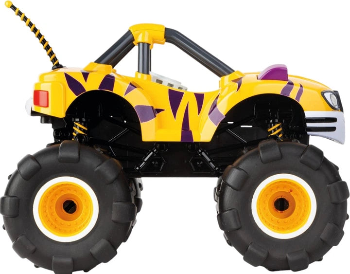 Carrera Blaze and the Monster Machines radio-controlled toy car with vibrant blue and orange detailing, designed for kids' play.