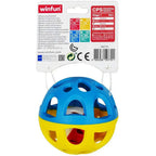 Winfun Easy Grasp Rattle Ball for infants, colorful plastic toy with textured surface and rattling sounds for sensory development.