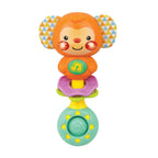 Winfun Sing With Me Rattle Monkey toy with colorful fabric and a smiling monkey face, perfect for infants' sensory development.