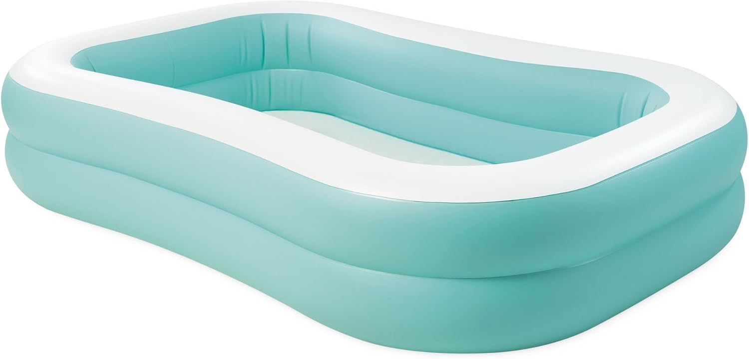 Playzokids INTEX Mandarin Swim Center family pool in orange and white, 90x58x18 inches, filled with water and ready for swimming.