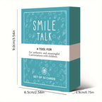 SMILE TALK Parent-Game Cards box featuring colorful cards with engaging questions and prompts for family conversations.