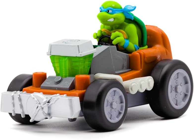 Teenage Mutant Ninja Turtles Shell Smasher Karts featuring Leonardo from Funrise, with detailed turtle shell design and racing features.