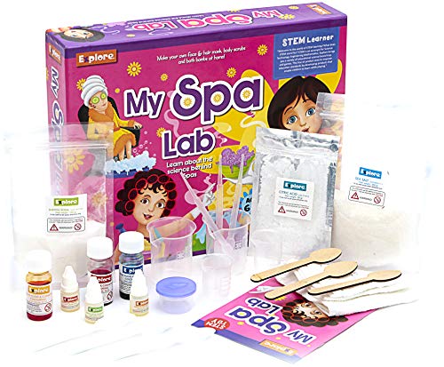 Explore My Spa Lab Learning toy set by Explore, featuring colorful spa accessories and tools for creative pretend play.