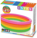 Playzokids Intex inflatable round swimming pool for children with 4 colorful rings, perfect for backyard water play