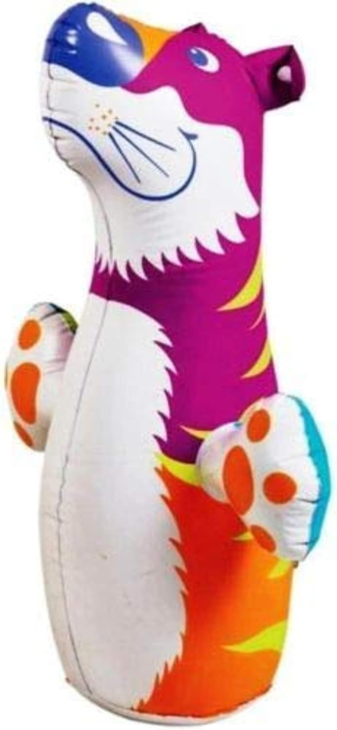 Colorful Intex 3-D Bop Bag inflatable tiger toy by Playzokids, featuring a multi-color design and a sturdy base for bouncing fun. Main image