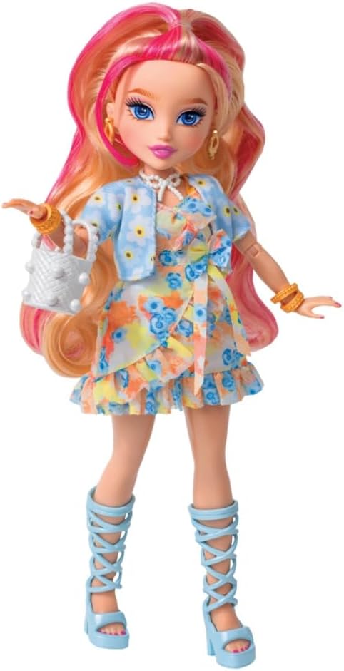 Playzokids Far Out Toys GLO-UP Girls Tiffany Blonde fashion doll with jewelry, hair gems, accessories, face stickers, makeup, and nails.