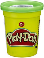Neon green Play-Doh single can of dough by Hasbro, 113g, showing the colorful plastic container and vibrant dough inside.