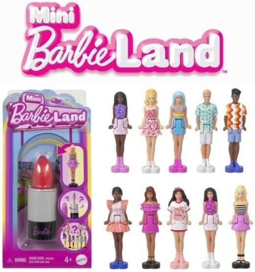 Mattel Barbie Mini Dolls in 1.5-inch lipstick tube, featuring colorful small dolls for collectible play.