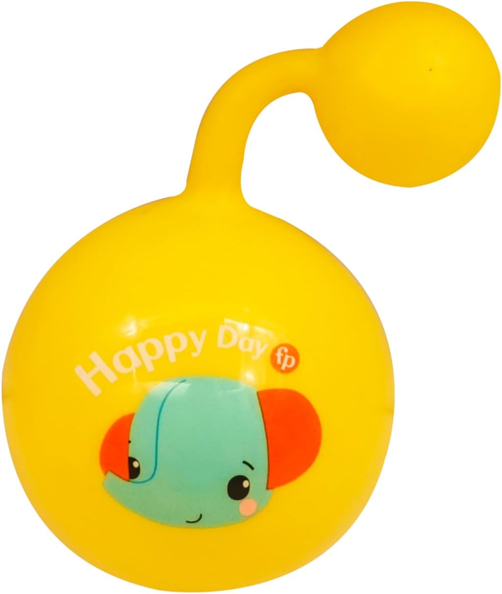 Fisher-Price Baby Rattle Ball in bright colors with textured surface, designed for infants to grasp and shake for sensory play.