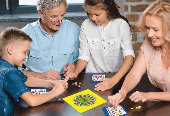 Playzokids Merchant Ambasodor Classic Bingo game with colorful bingo cards and chips for family fun and group play.