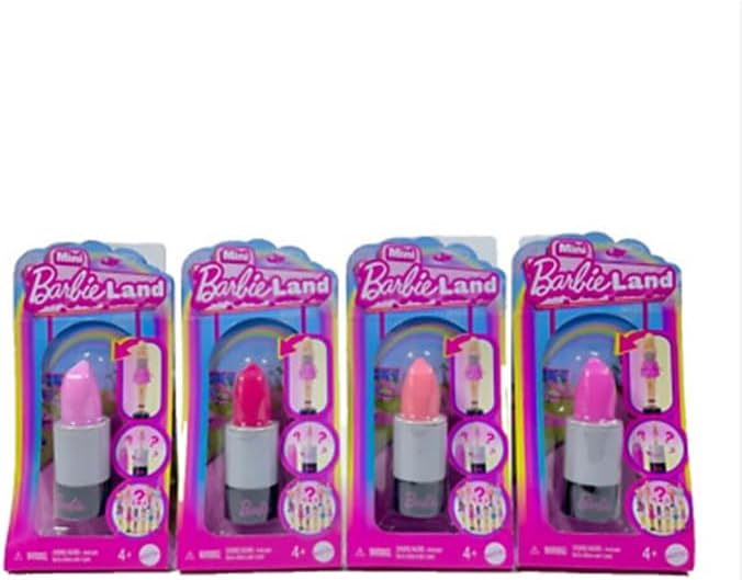 Mini Barbie dolls in a 1.5-inch lipstick tube, collectible Mattel Barbie mini dolls with colorful doll figures inside.