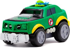 Teenage Mutant Ninja Turtles Shell Smasher Karts toy featuring Leonardo from Funrise, with detailed kart and ninja turtle figure.