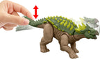 Jurassic World Rebirth Strike Attack Yuxisaurus toy dinosaur with green and brown scales, detailed claws, and fierce expression.