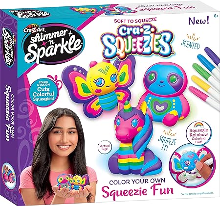 Cra-Z-Art Shimmer and Sparkle Color Your Own Squeeze Fun toy with vibrant glittery design and squeezable texture.