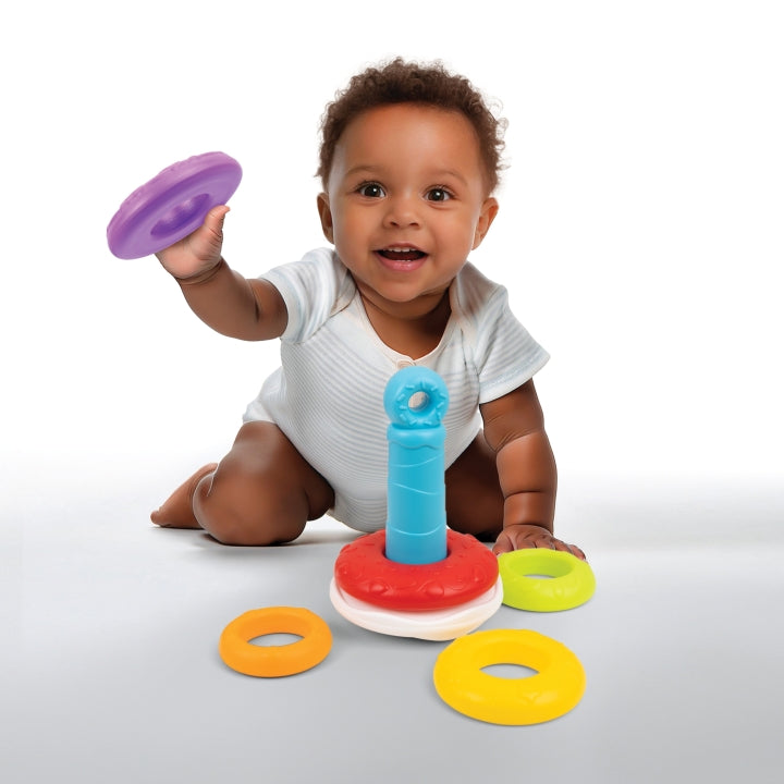 Colorful Winfun Wobble Donut Stacker toy with stacked donut shapes and a wobbling base for infants and toddlers. Main image