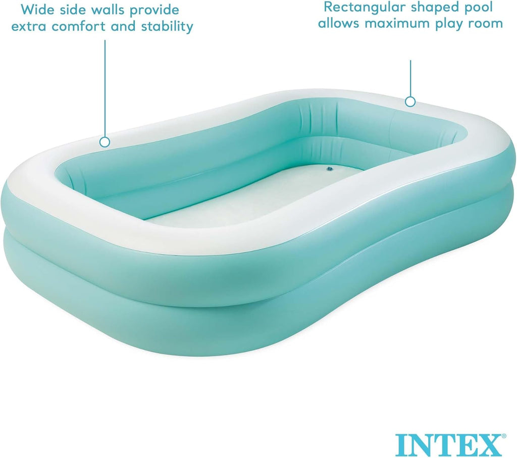 Playzokids Intex Mandarin Swim Center family pool in orange and white, 90x58x18 inches, filled with water and children playing inside.