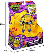 Mutant Mayhem 5.5-inch Donatello Deluxe Ninja Shouts action figure by Playmates with detailed costume and expressive features.