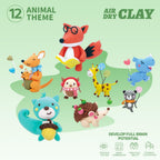 Playzokids Air Dry Clay Kit with 12 colorful pet-themed modeling clay pieces for kids, perfect for creative craft projects.