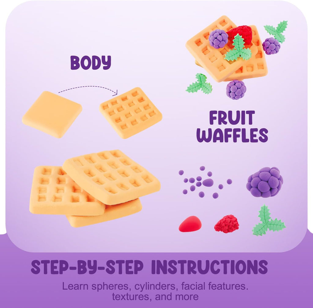Playzokids air dry clay kit with 12 colorful dessert house models, ultra-light, soft, safe, and non-toxic modeling clay for kids.