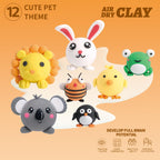 Playzokids Pet Paradise air dry clay set with 12 modeling clay pieces, safe and non-toxic for kids' creative crafts.